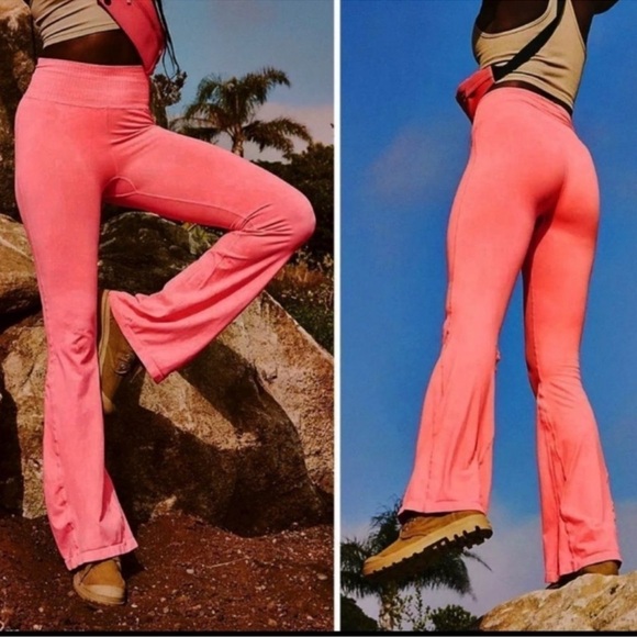 NEW Free People Movement Good Karma Orange Flare Pull on leggings women sz XS/S - Picture 2 of 9